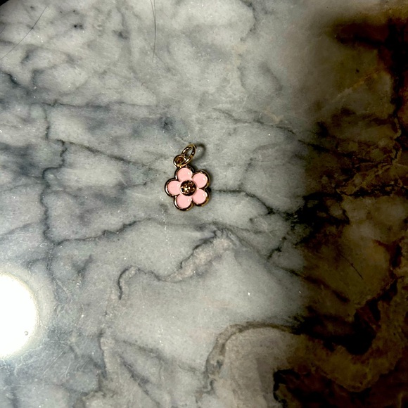 CHANEL Camellia Flower Pink and Gold Charm - Picture 1 of 3